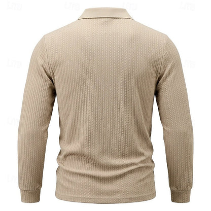 Poloshirt Herre – Polo trøje med tekstureret overflade og quarter-zip lynlås til hverdag, arbejde og lag-på-lag