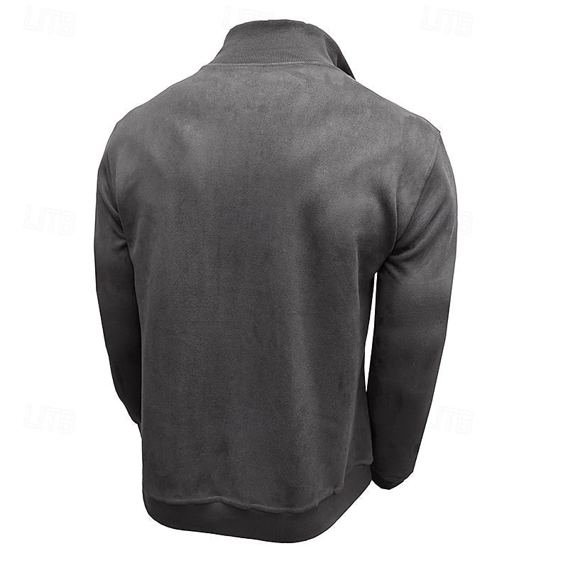 Sweatshirt Herre – Langærmet trøje med quarter-zip lynlås og ståkrave til hverdag, arbejde og lag-på-lag