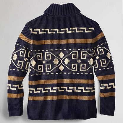 Cardigan Herre – Strikcardigan med mønstret design til hverdag, arbejde og lag-på-lag