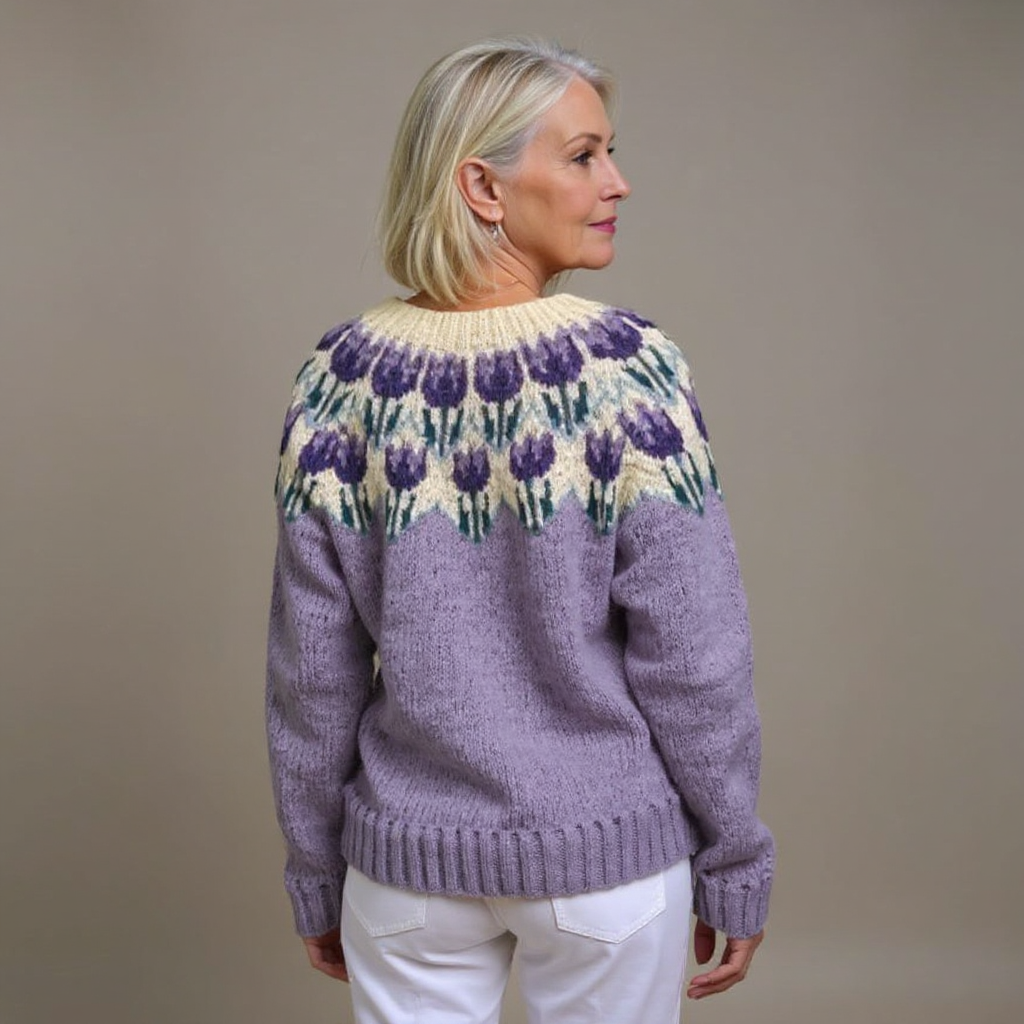 Islandsk Cardigan Dame – Vintage Strikcardigan med Mønster
