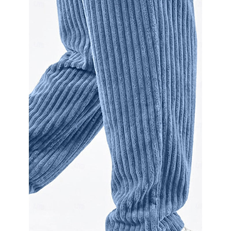 Bukser Herre – Hverdagsbukser med ribbet struktur og lige ben til hverdag, kontor og smart casual