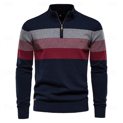 Quarter-Zip Striktrøje Herre – Pullover med Kort Lynlås