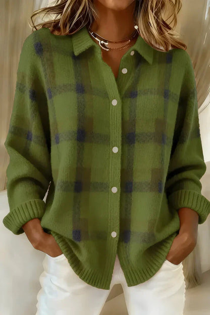 Cardigan Dame – Elegant Strikcardigan med Farverigt Design