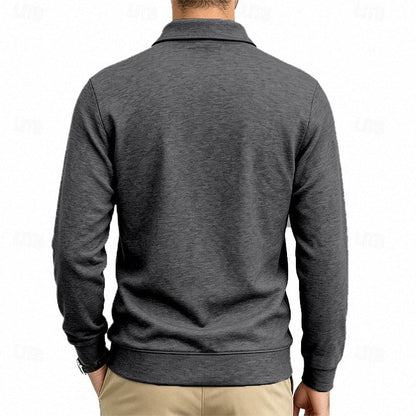 Poloshirt Herre – Polo trøje med lange ærmer og klassisk design til hverdag, arbejde og lag-på-lag i Mørkegrå og Lysegrå – Harold