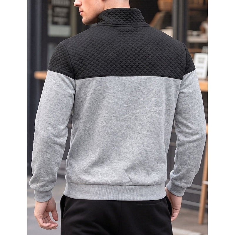 Sweatshirt Herre – Langærmet trøje med tekstureret overflade og quarter-zip lynlås til hverdag, arbejde og lag-på-lag