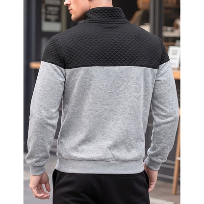 Sweatshirt Herre – Langærmet trøje med tekstureret overflade og quarter-zip lynlås til hverdag, arbejde og lag-på-lag
