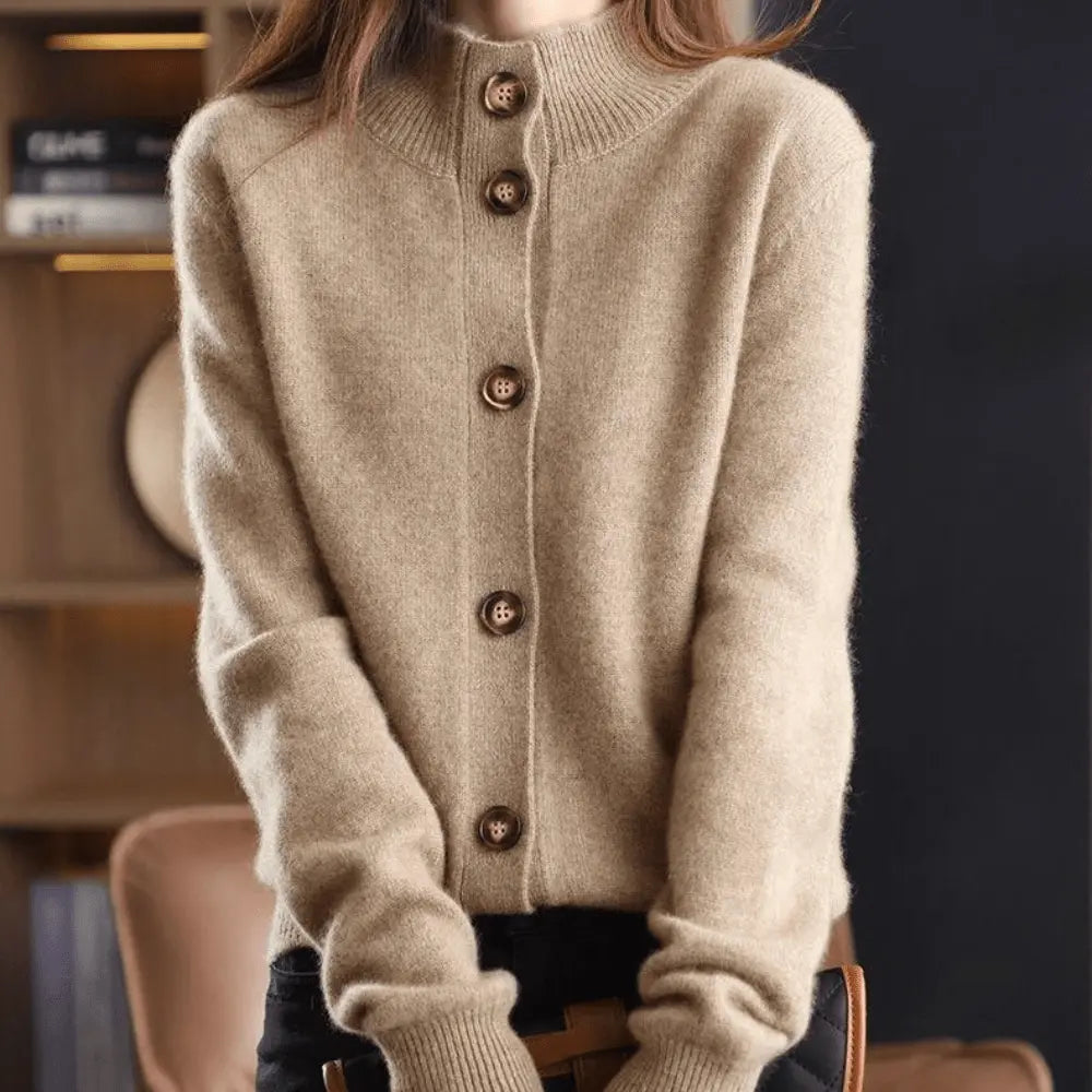 Kashmir Cardigan Dame – Luksuriøs Beige Strikcardigan