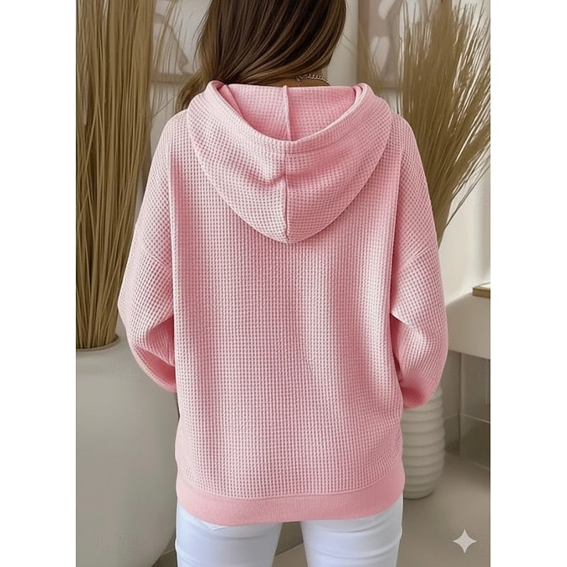 Hættetrøje Dame – Tekstureret Hoodie med Snøre