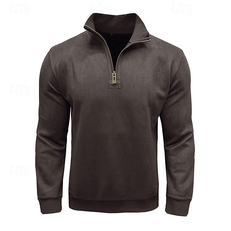 Sweatshirt Herre – Langærmet trøje med quarter-zip lynlås og ståkrave til hverdag, arbejde og lag-på-lag