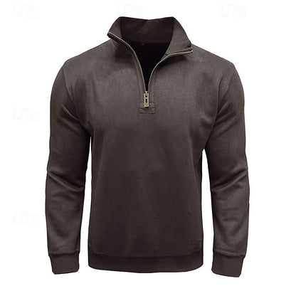 Sweatshirt Herre – Langærmet trøje med quarter-zip lynlås og ståkrave til hverdag, arbejde og lag-på-lag