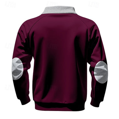 Striktrøje Herre – Pullover med farveblokdesign og quarter-zip lynlås til hverdag, arbejde og lag-på-lag