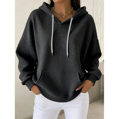 Hættetrøje Dame – Tekstureret Hoodie med Snøre
