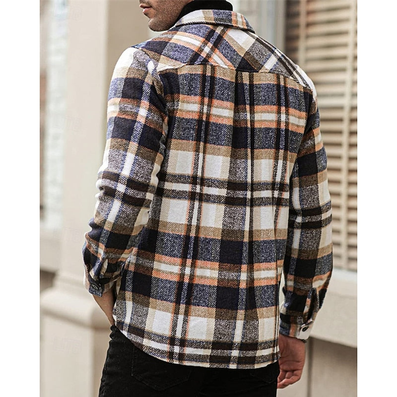 Skjortejakke Herre – Overshirt-jakke med ternet design og robust design til efterår, overgangsvejr og hverdag