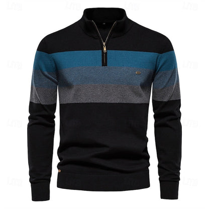 Quarter-Zip Striktrøje Herre – Pullover med Kort Lynlås