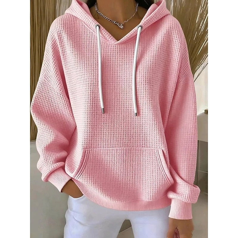 Hættetrøje Dame – Tekstureret Hoodie med Snøre