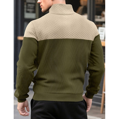 Sweatshirt Herre – Langærmet trøje med tekstureret overflade og quarter-zip lynlås til hverdag, arbejde og lag-på-lag