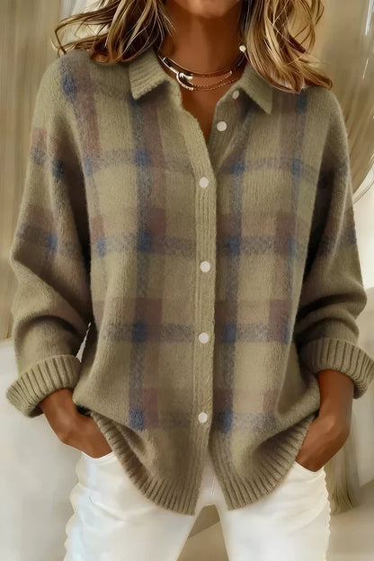 Cardigan Dame – Elegant Strikcardigan med Farverigt Design