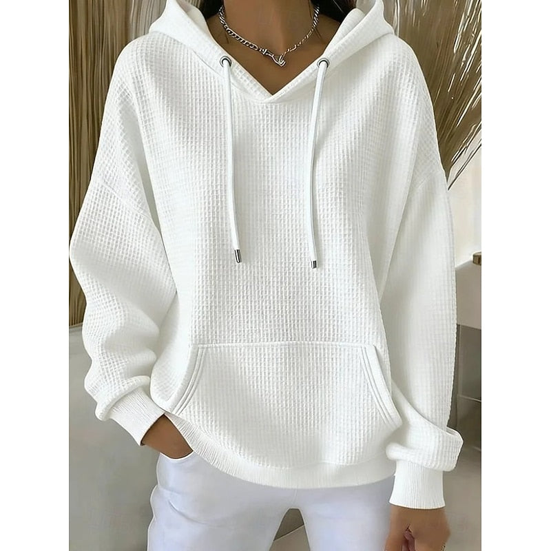 Hættetrøje Dame – Tekstureret Hoodie med Snøre