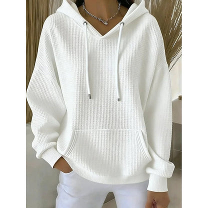 Hættetrøje Dame – Tekstureret Hoodie med Snøre