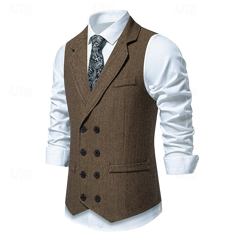 Bennett | Double-Breasted Herringbone Waistcoat