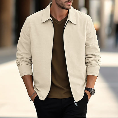 Overshirt Herre – Skjortejakke med tekstureret overflade og let design til efterår, overgangsvejr og hverdag