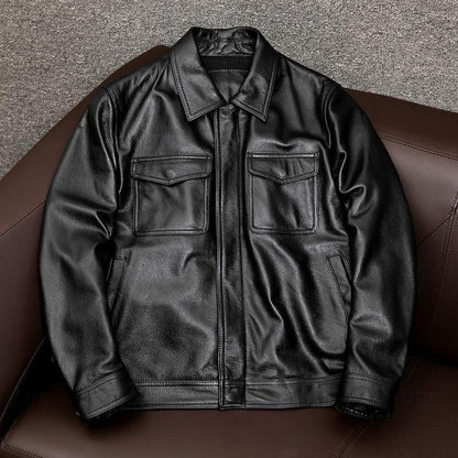 Bikerjakke Herre – Kort overgangsjakke med krave og klassisk design til efterår, overgangsvejr og hverdag