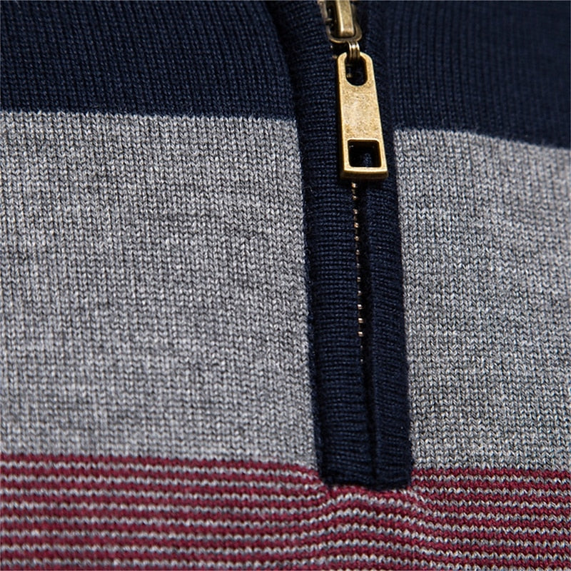 Quarter-Zip Striktrøje Herre – Pullover med Kort Lynlås
