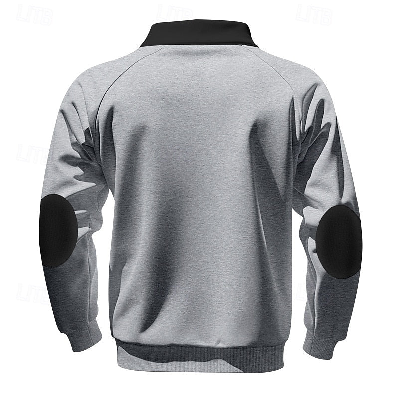 Striktrøje Herre – Pullover med farveblokdesign og quarter-zip lynlås til hverdag, arbejde og lag-på-lag
