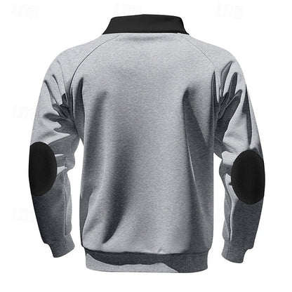 Striktrøje Herre – Pullover med farveblokdesign og quarter-zip lynlås til hverdag, arbejde og lag-på-lag