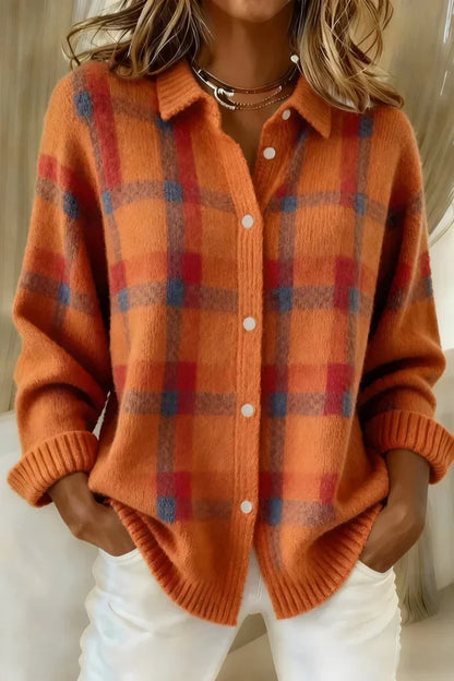 Cardigan Dame – Elegant Strikcardigan med Farverigt Design