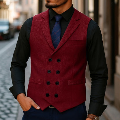 Bennett | Double-Breasted Herringbone Waistcoat