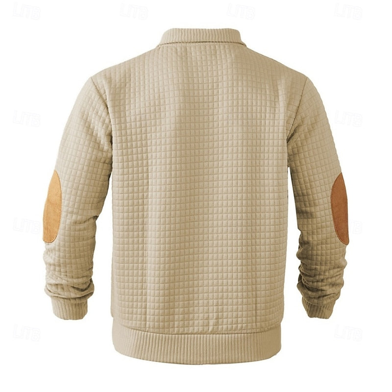 Striktrøje Herre – Tekstureret Pullover med Ståkrave