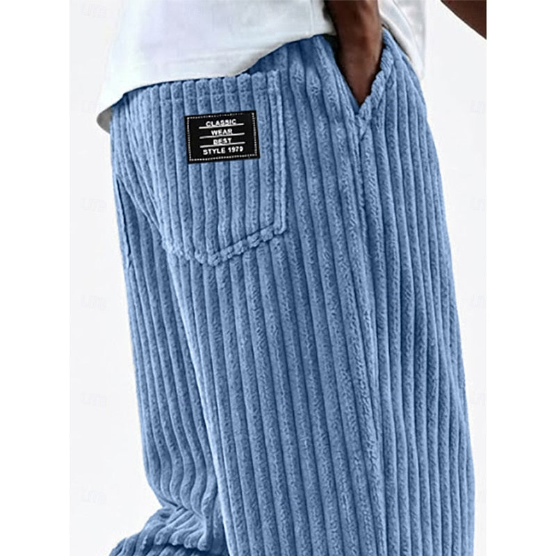 Bukser Herre – Hverdagsbukser med ribbet struktur og lige ben til hverdag, kontor og smart casual