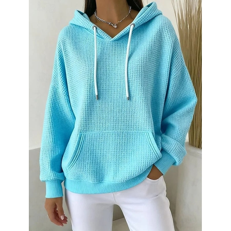 Hættetrøje Dame – Tekstureret Hoodie med Snøre