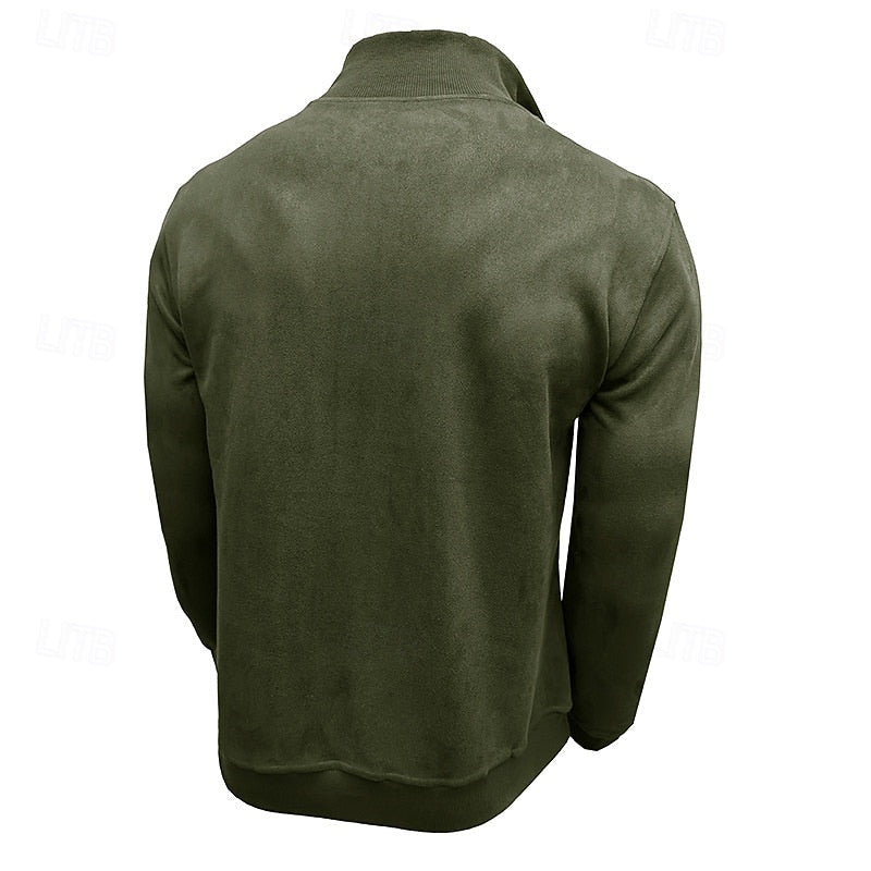 Sweatshirt Herre – Langærmet trøje med quarter-zip lynlås og ståkrave til hverdag, arbejde og lag-på-lag