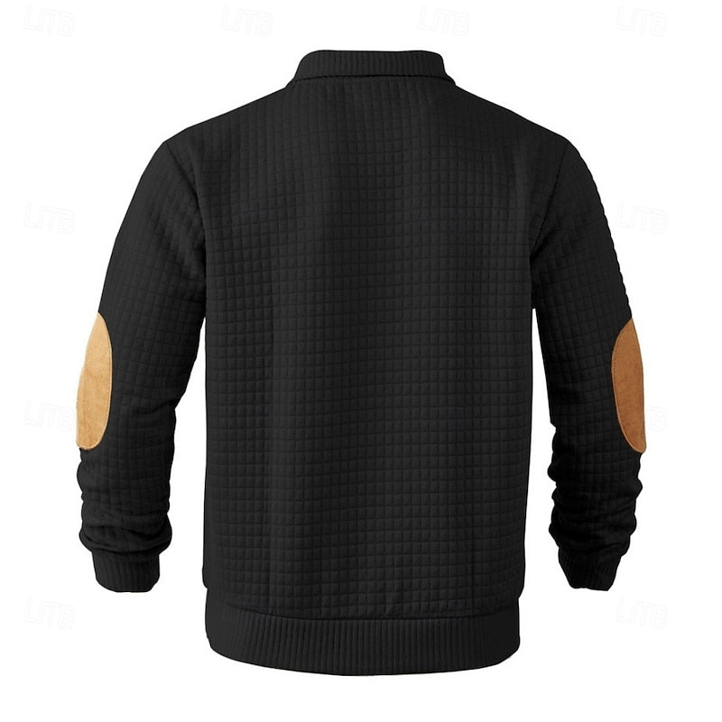 Striktrøje Herre – Tekstureret Pullover med Ståkrave