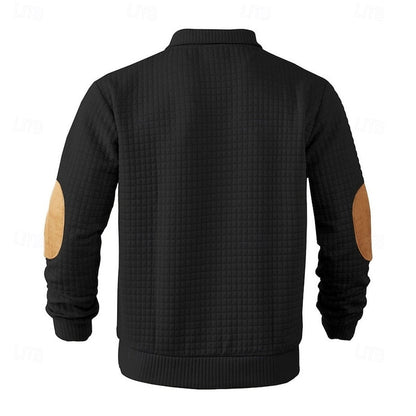 Striktrøje Herre – Tekstureret Pullover med Ståkrave