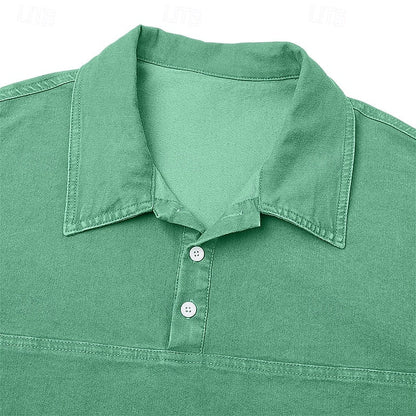 Langærmet Poloshirt Herre – Vasket Look med Klassisk Krave