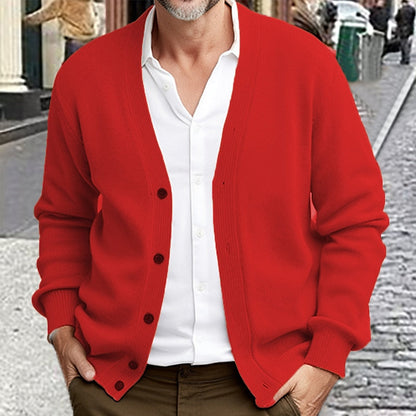 Cardigan Herre – Strikcardigan med V-hals og klassisk design til hverdag, arbejde og lag-på-lag