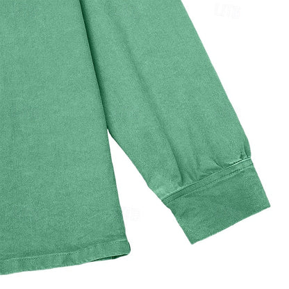 Langærmet Poloshirt Herre – Vasket Look med Klassisk Krave
