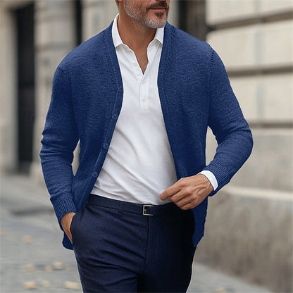 Cardigan Herre – Klassisk V-Hals Strikcardigan
