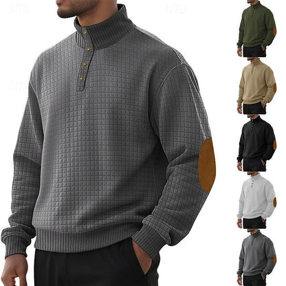 Striktrøje Herre – Tekstureret Pullover med Ståkrave