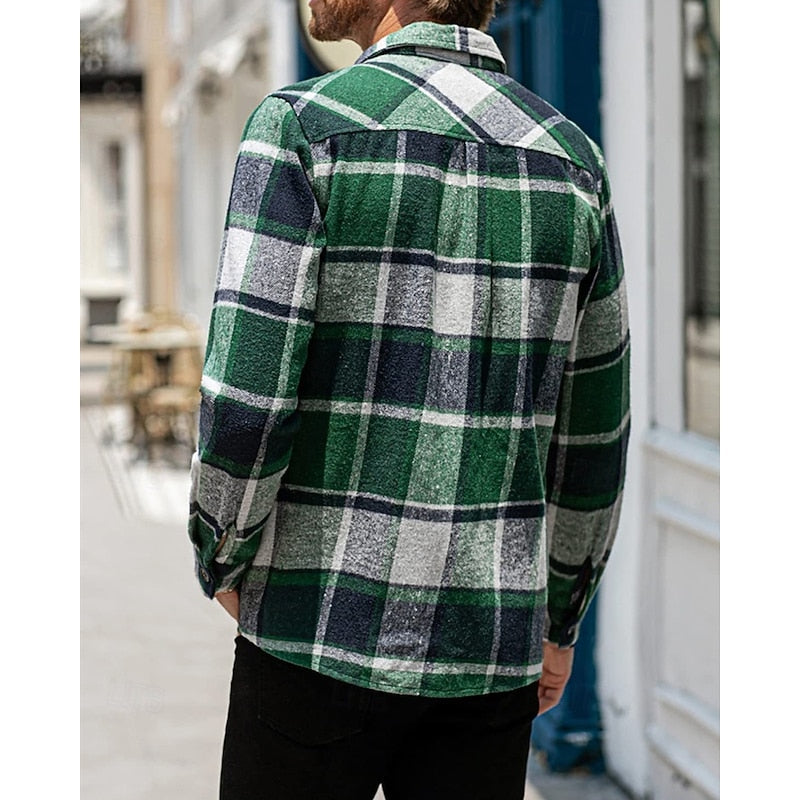 Skjortejakke Herre – Overshirt-jakke med ternet design og robust design til efterår, overgangsvejr og hverdag