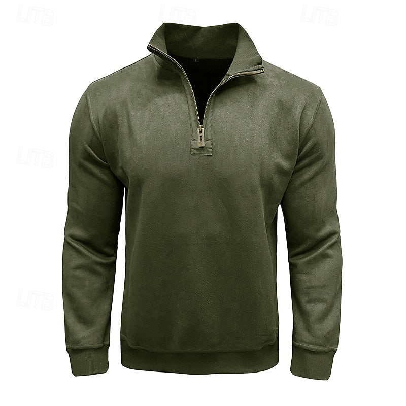 Sweatshirt Herre – Langærmet trøje med quarter-zip lynlås og ståkrave til hverdag, arbejde og lag-på-lag