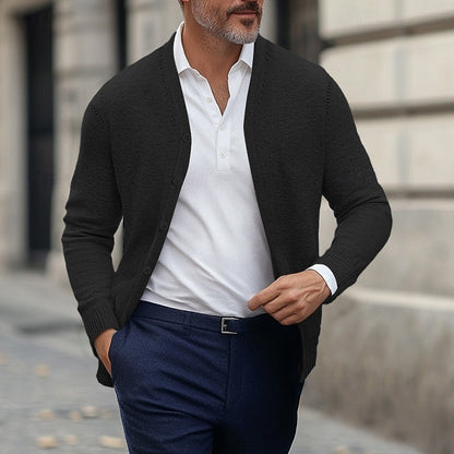 Cardigan Herre – Klassisk V-Hals Strikcardigan