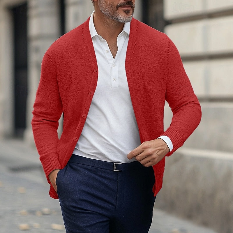 Cardigan Herre – Klassisk V-Hals Strikcardigan