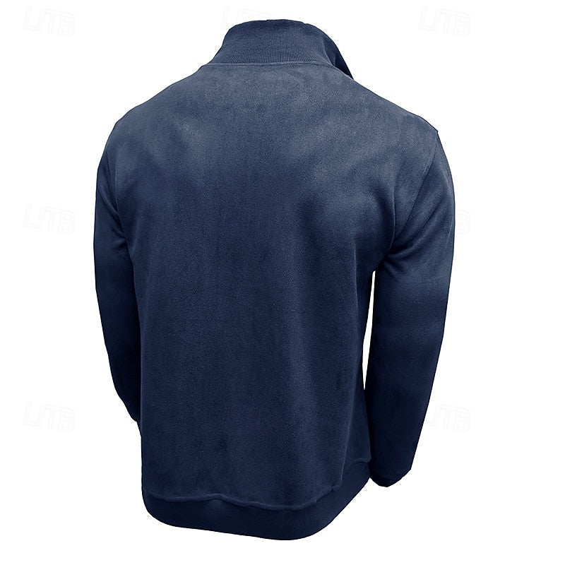 Sweatshirt Herre – Langærmet trøje med quarter-zip lynlås og ståkrave til hverdag, arbejde og lag-på-lag
