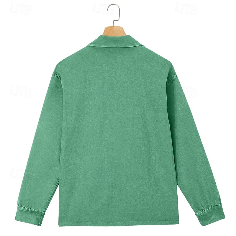 Langærmet Poloshirt Herre – Vasket Look med Klassisk Krave