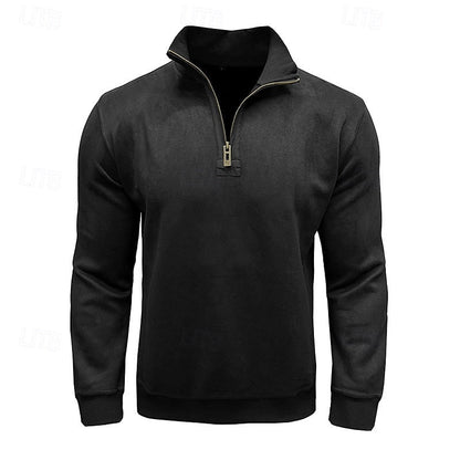 Sweatshirt Herre – Langærmet trøje med quarter-zip lynlås og ståkrave til hverdag, arbejde og lag-på-lag
