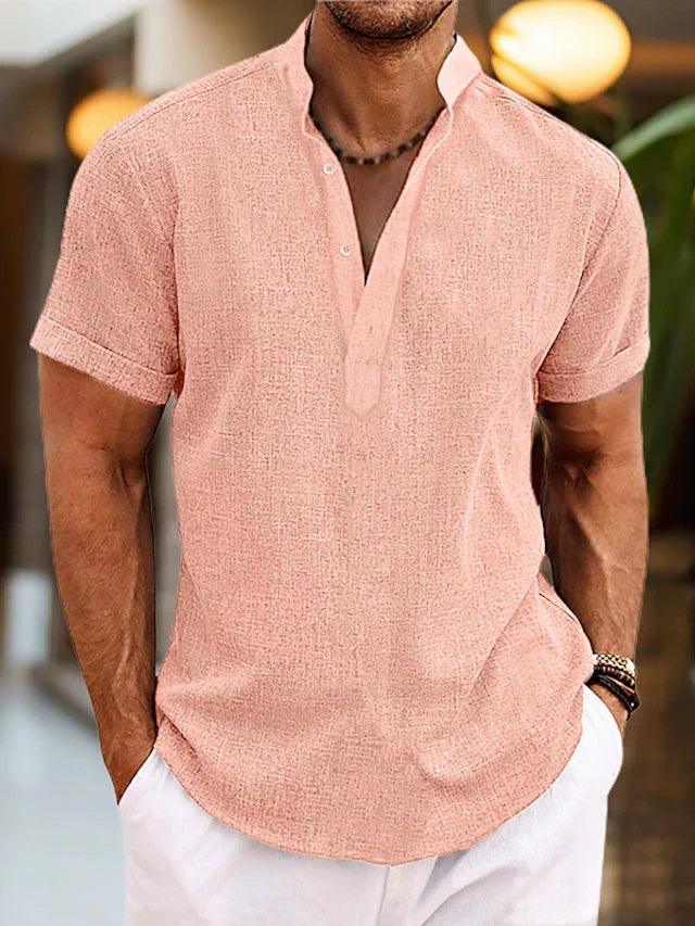 Kortærmet Henley skjorte herre i let sommerdesign